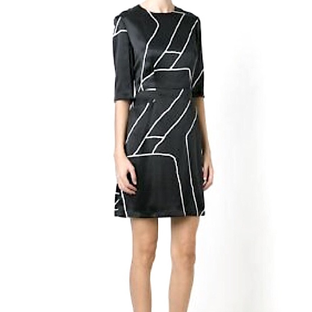Rag & Bone Black and White Pattered Silk Dress